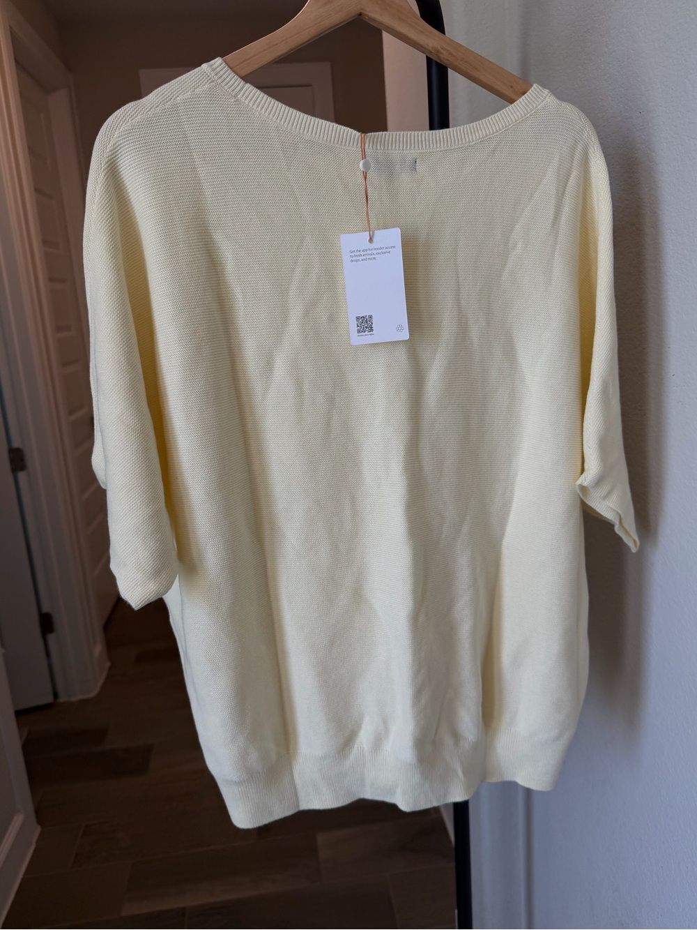 Quince Lightweight Cotton Cashmere Link Stitch Dolman Sweater Custard Yellow L - Picture 2 of 7